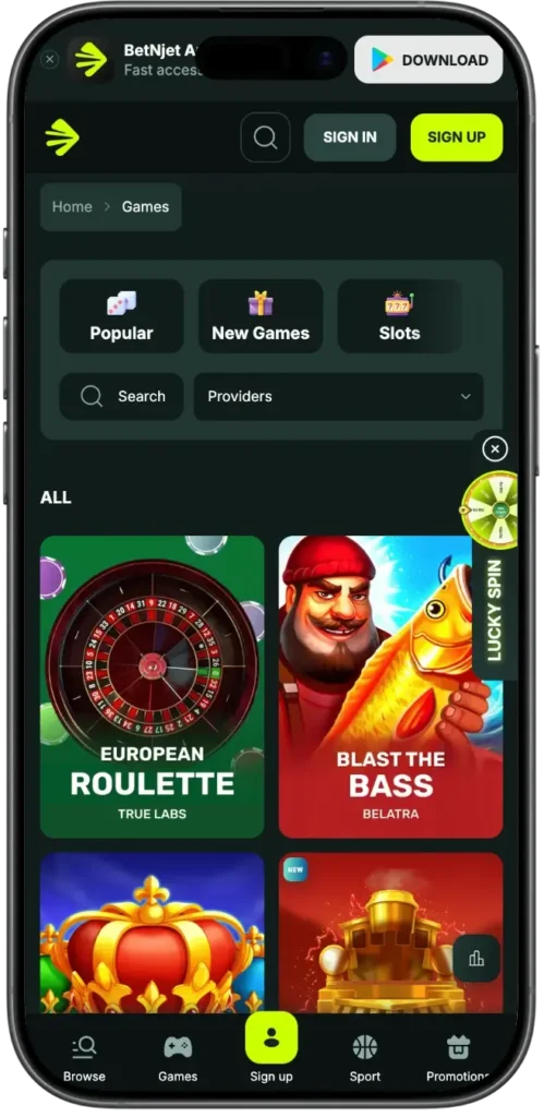 Betnjet app sur iOS