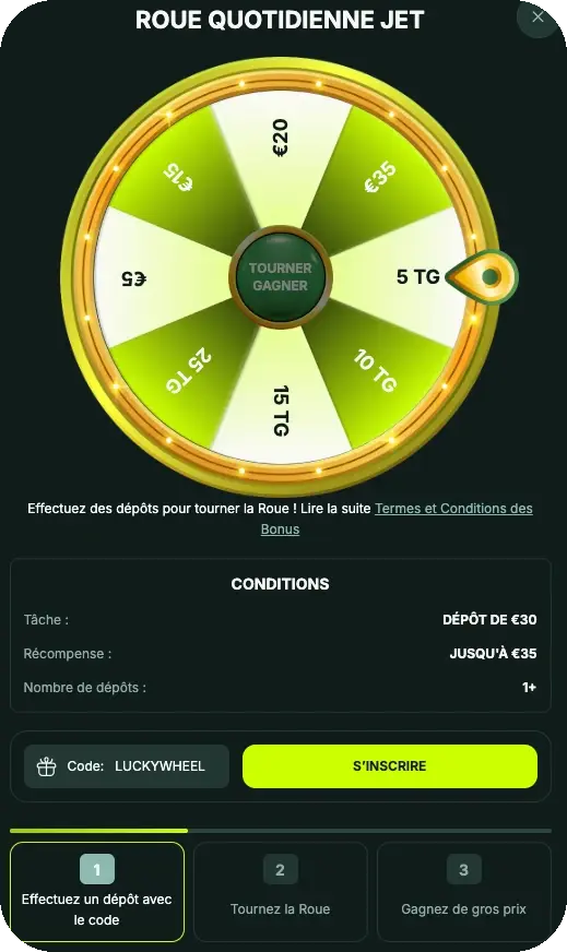Betnjet FR : la roue des bonus quotidiens
